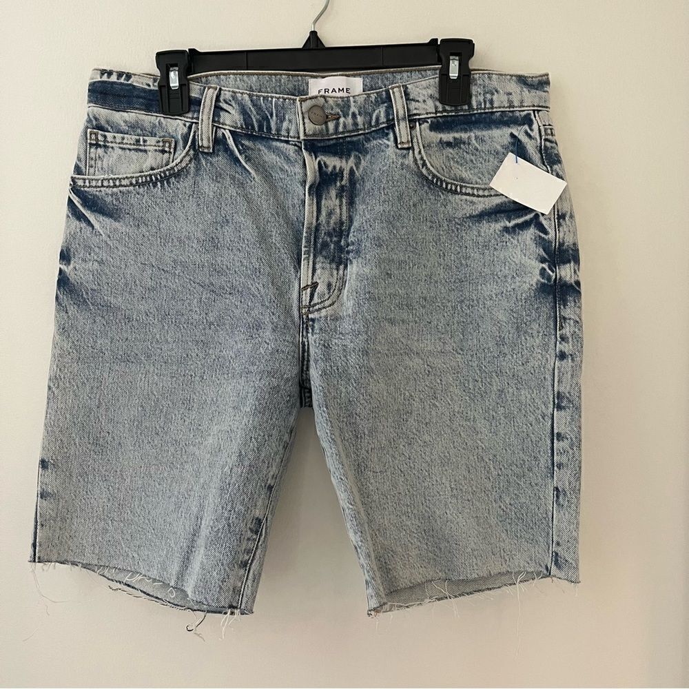 Frame Denim Le Slouch Bermuda Shorts Light Acid Wash Size 28 NWT